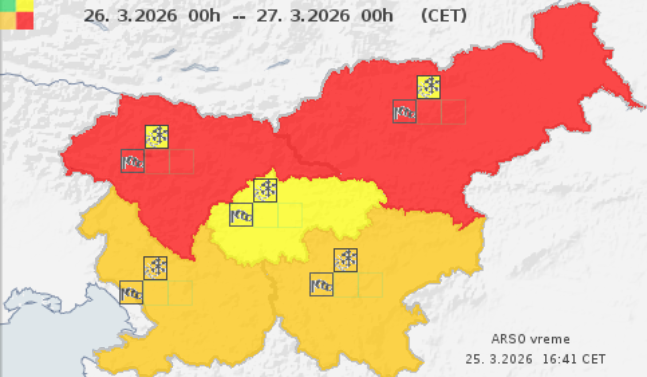 ARSO opozarja: Na severu Slovenije sunki vetra tudi nad 100 km/h