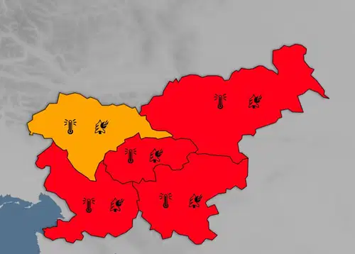 ARSO: Rdeče opozorilo zaradi vročine za večino Slovenije
