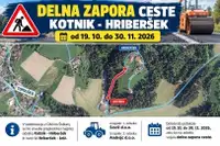 Od jutri bo vzpostavljena delna zapora ceste Kotnik - Hriberšek