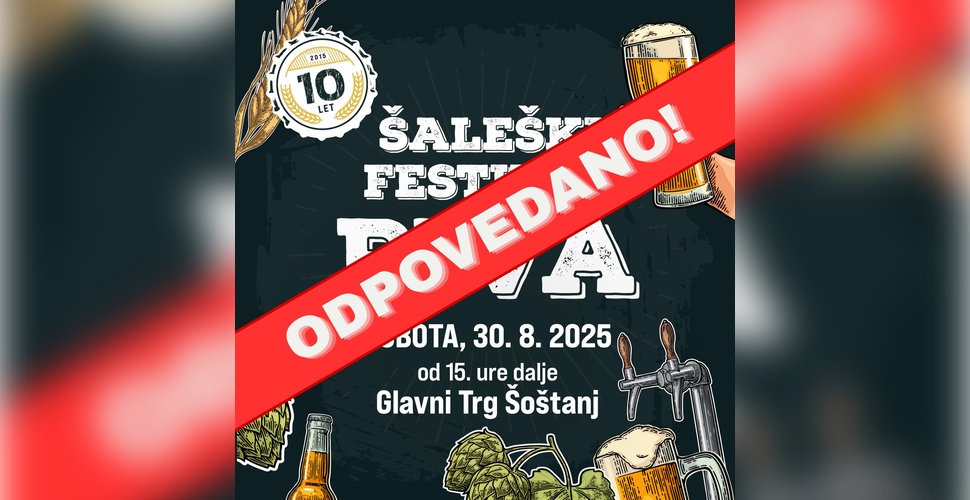 10. Šaleški festival piva je odpovedan
