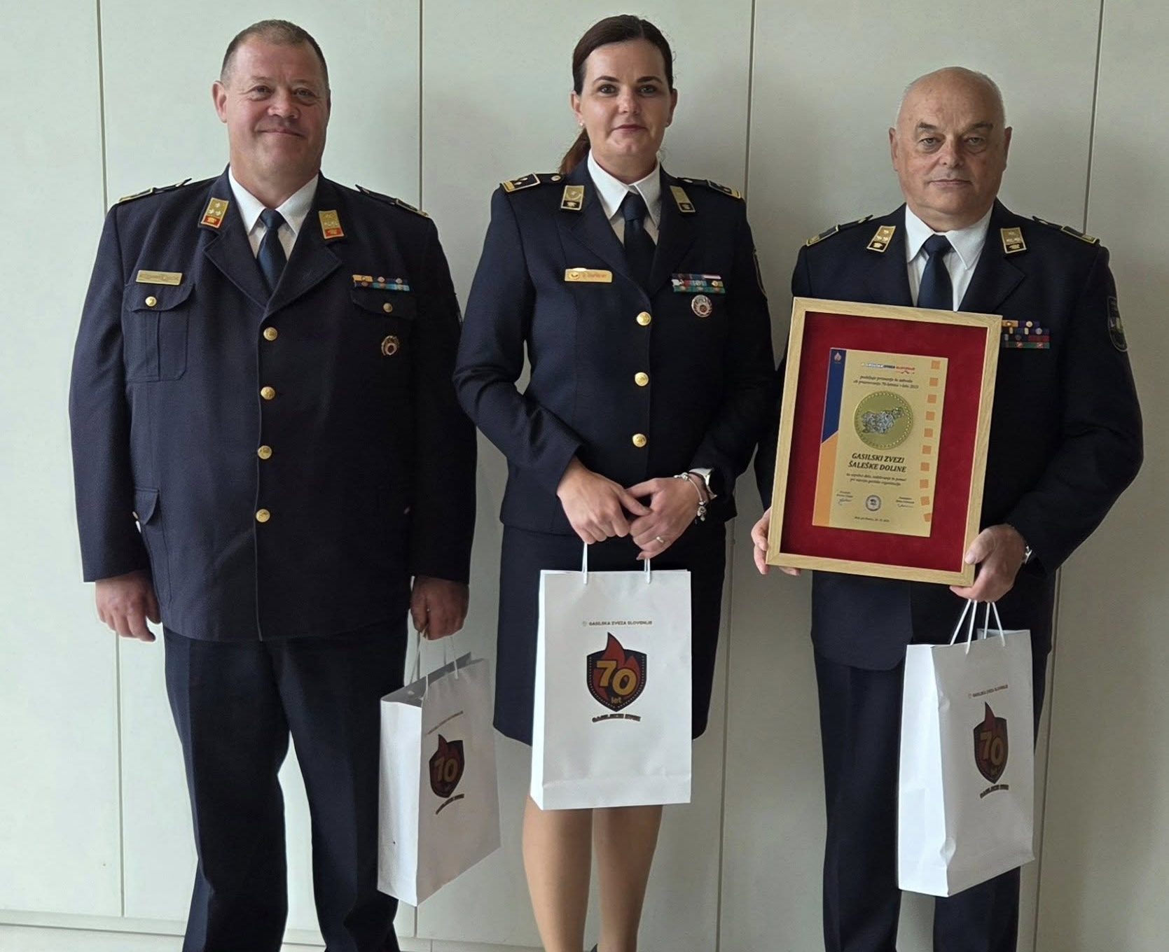 Predstavniki GZ Šaleške doline na slovesnosti ob 70-letnici delovanja gasilskih zvez Slovenije